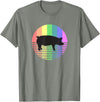 Animal Pride Retro Pig Gay Pride Vintage 80s Rainbow Pig Farm Animal Gift T-Shirt - Olive Heather