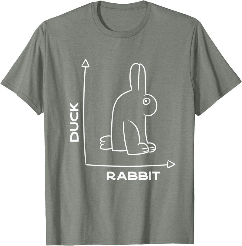 Duck - Rabbit - Funny - Joke - Bunny - Optical Illusion -Pun T-Shirt in Olive Heather