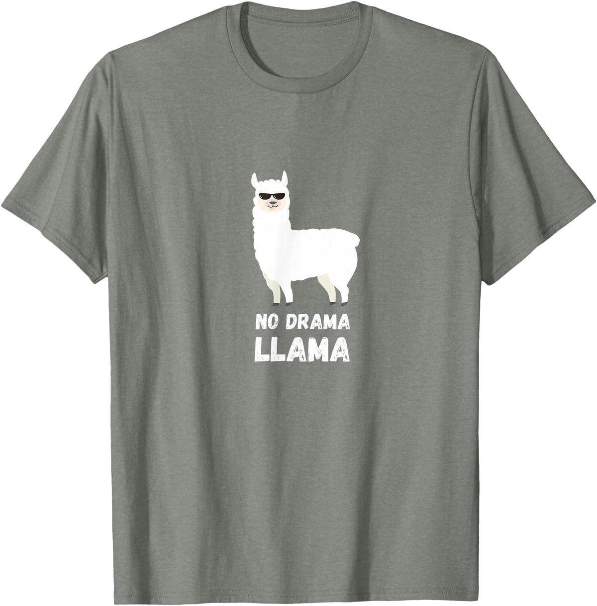 No Drama Llama Funny Llama T-Shirt - Olive Heather