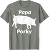 Papa Porky Pig Daddy Father Hog pork T-Shirt - Olive Heather