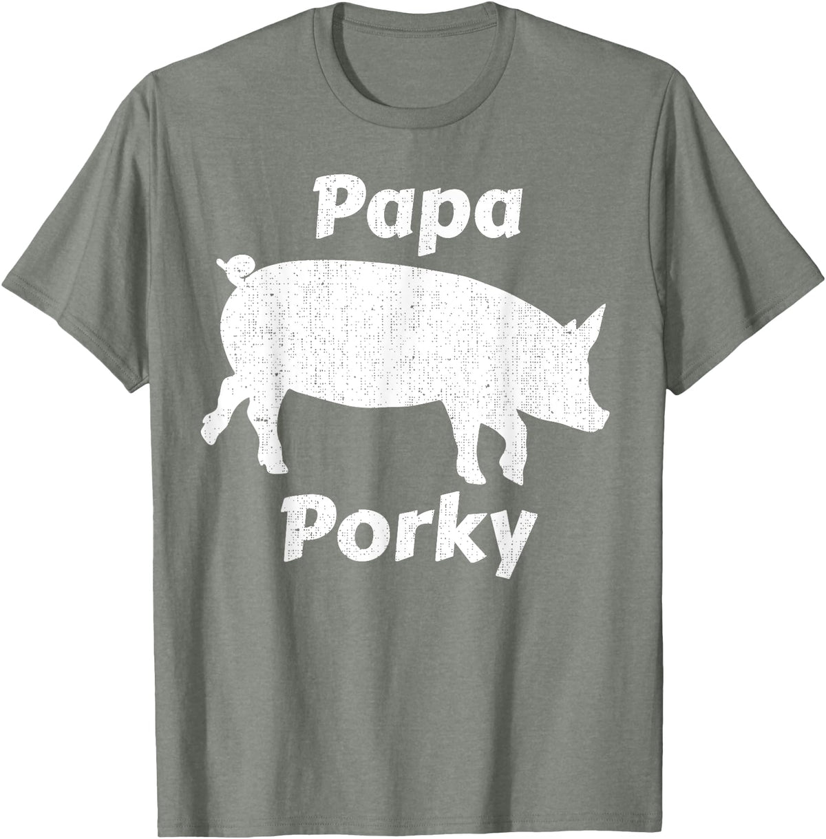 Papa Porky Pig Daddy Father Hog pork T-Shirt - Olive Heather
