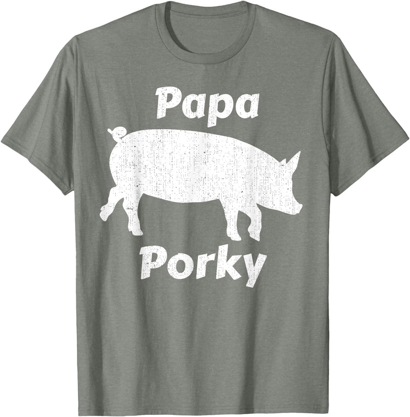 Papa Porky Pig Daddy Father Hog pork T-Shirt - Olive Heather