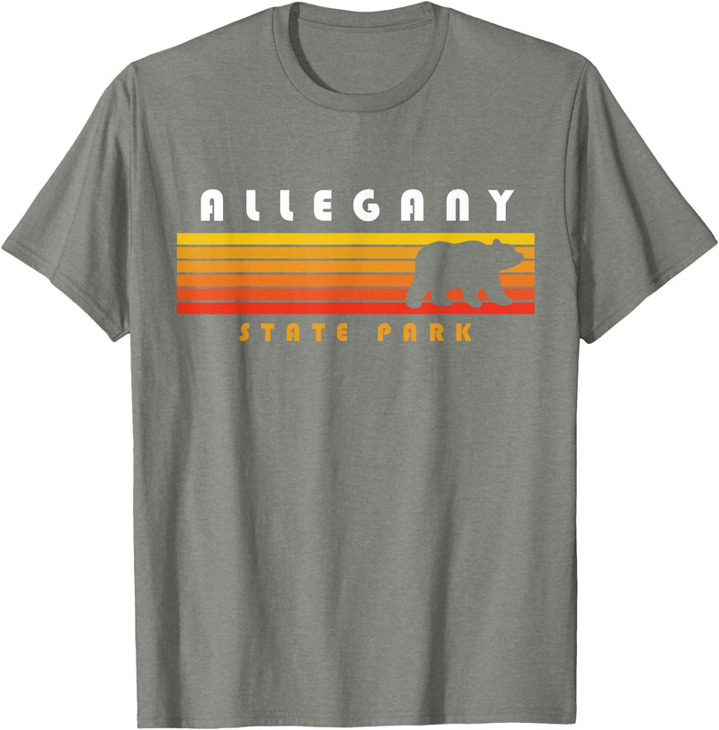 Allegany State Park Hiking Allegany State Park Camping New York Bear Retro T-Shirt - Olive Heather