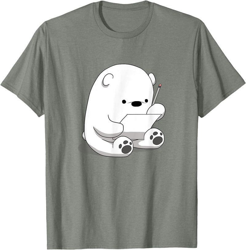 BoredKoalas Polar Bear Cartoon Fluffy Polar Bear Cute Arctic Animal Girls Gift T-Shirt - Olive Heather