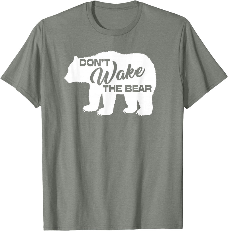 Don't Wake The Bear Hibernate Designs Don't Wake The Bear Funny Bear Silhouette Graphic Sleeping T-Shirt - Olive Heather