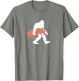 Triple G Mavs Bigfoot Carrying Pig Shirt, Funny Cute Sasquatch Gift T-Shirt - Olive Heather