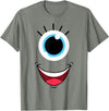 Planet Monster Face Funny Scary Monster Eyeball Face Easy Halloween Costume T-Shirt - Olive Heather