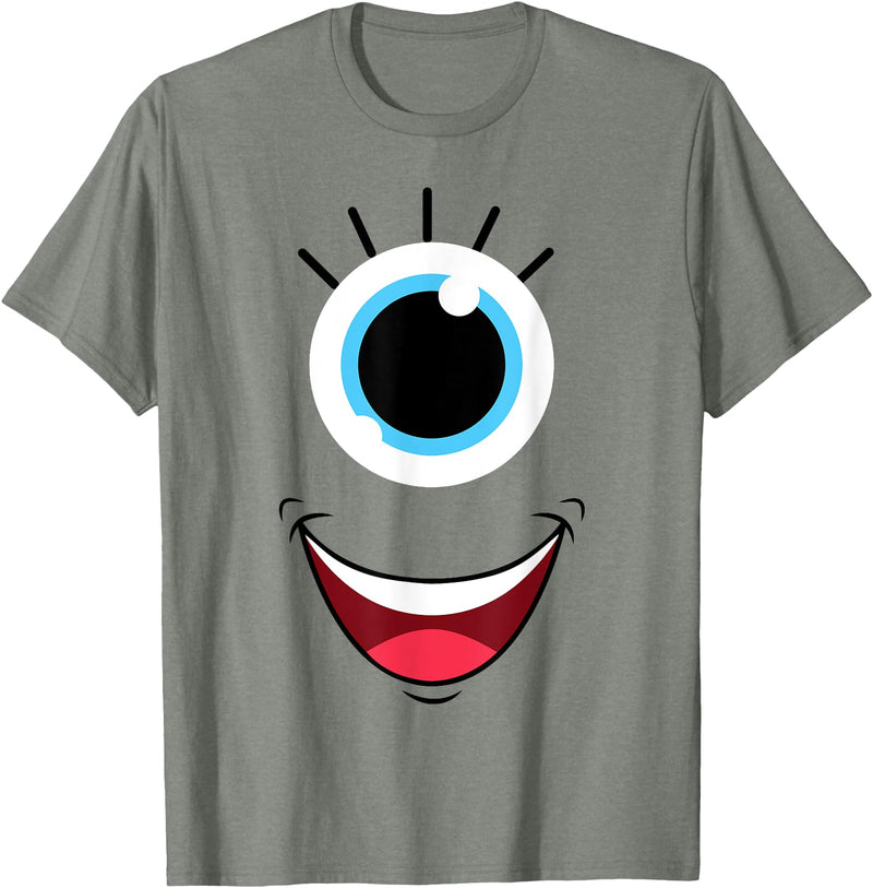 Planet Monster Face Funny Scary Monster Eyeball Face Easy Halloween Costume T-Shirt - Olive Heather