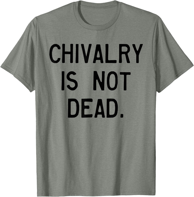 CAT COW CHIVALRY IS NOT DEAD T-Shirt - Olive Heather