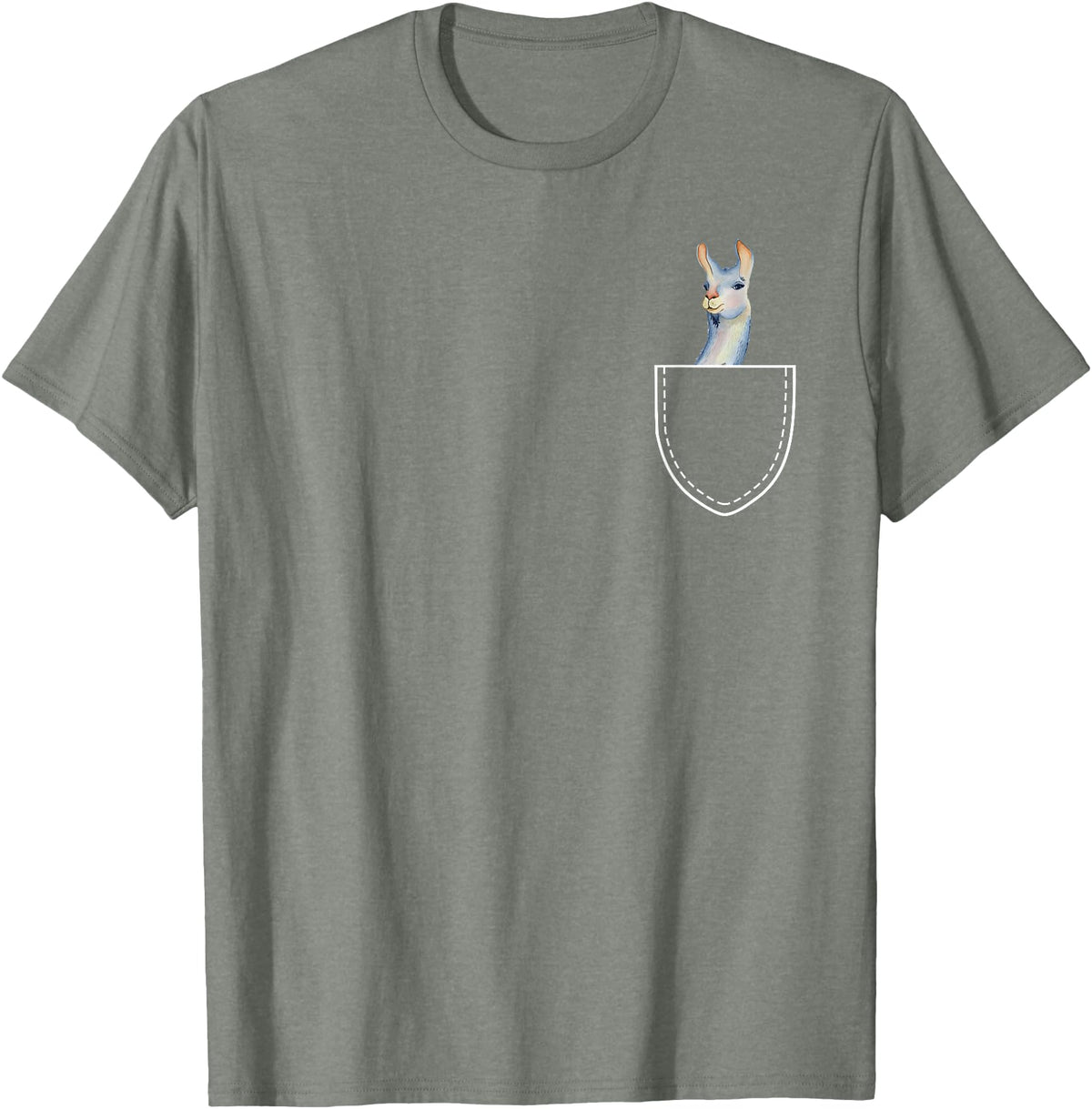 Funny Llama Gifts Llama In A Pocket - Alpaca T-Shirt - Olive Heather