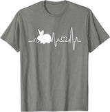 Bunny Heartbeat Pulse Rabbit T-Shirt in Olive Heather