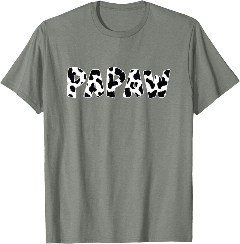 funny saying Gifts for Family Members and more Papaw Cow Print Cow Pattern T-Shirt - Olive Heather