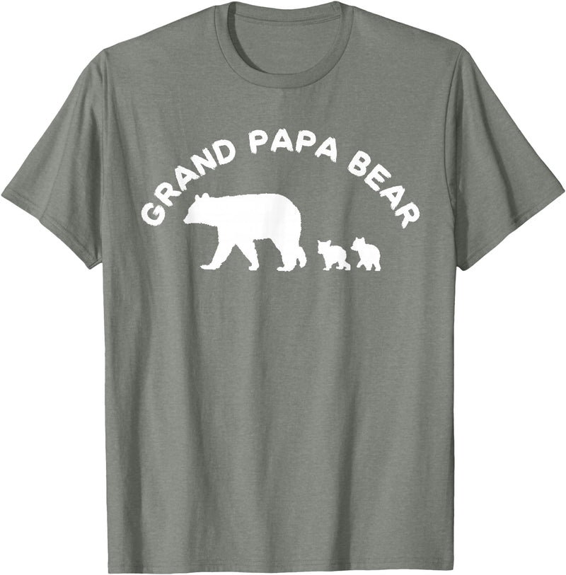 All in the Bear Family Grand Papa Bear Grandpa With 2 Two Cubs Gift T-Shirt - Olive Heather