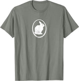 White Silhouette of a Bunny, Stylized for Rabbit Lovers T-Shirt in Olive Heather