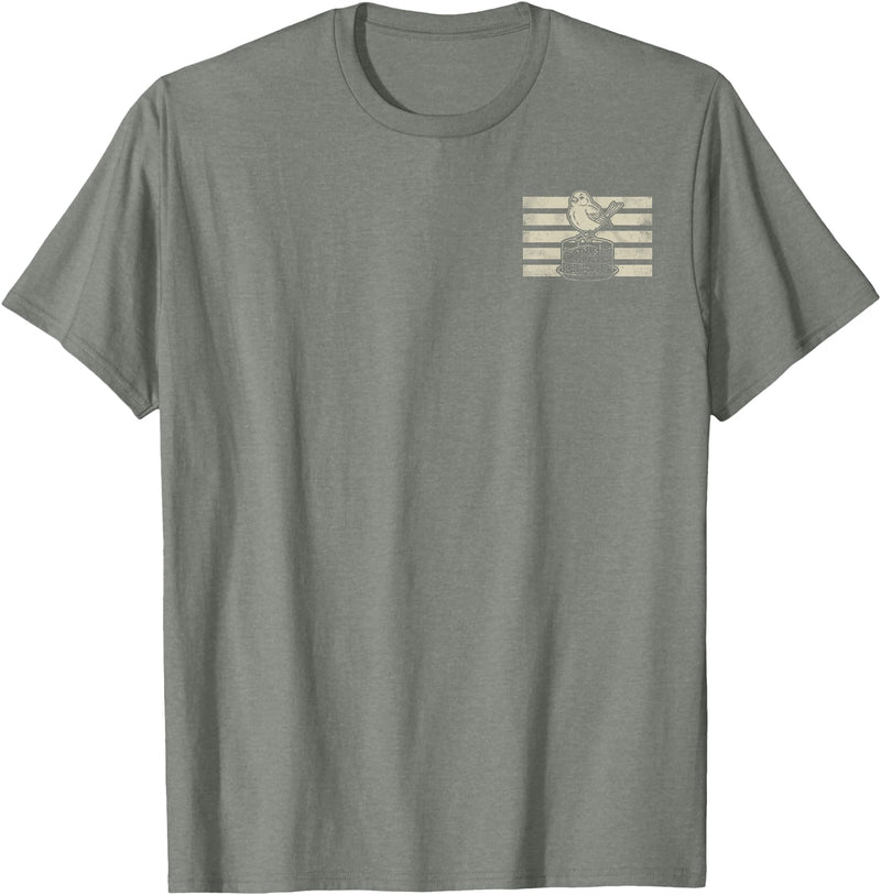 Bankrupted By Birdseed Bird Watching Humor Bankrupted By Birdseed Funny Bird Watching Lover 2 Sides T-Shirt - Olive Heather