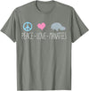 Sea Cows Tees Cute Manatee TShirt, Peace Love Manatees Chubby Sea Cow T-Shirt - Olive Heather