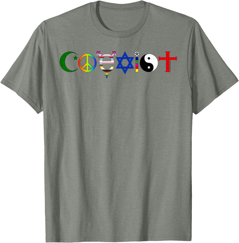 Bear In The Cloud Coexist T-Shirt - Olive Heather
