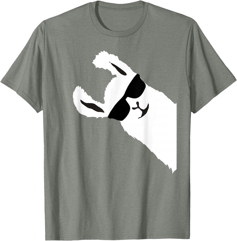 Llama Alpaca gifts for women men girls and boys Funny Llama Alpaca with Sunglasses T-Shirt Small - Olive Heather