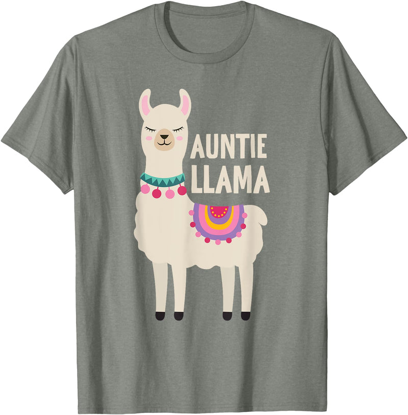 Family Matching Llama Birthday Auntie Llama Aunt Of The Birthday Llama Party Family T-Shirt - Olive Heather