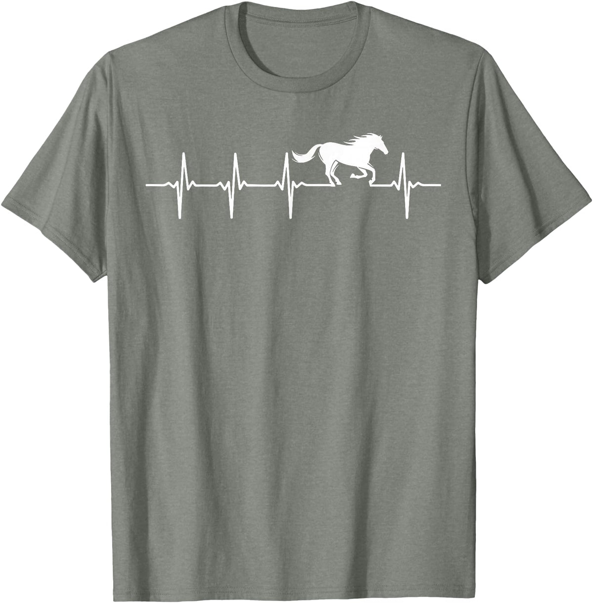 Heartbeat Horse Lover Gifts Women Men Girls Gifts Horse Lover Gifts Heart EKG Heartbeat Pulseline Cardiology T-Shirt - Olive Heather