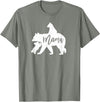 Artsy Mommy Bear Silhouette Nature Family Gifts Mama Bear 2 Baby Bear Cubs Playing Riding on Back T-Shirt - Olive Heather