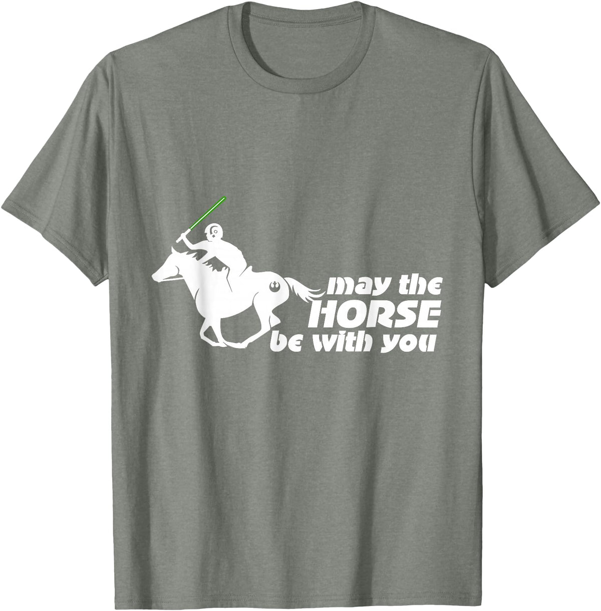 NickerStickers May the Horse Be With You | Equestrian Geek T-Shirt T-Shirt - Olive Heather