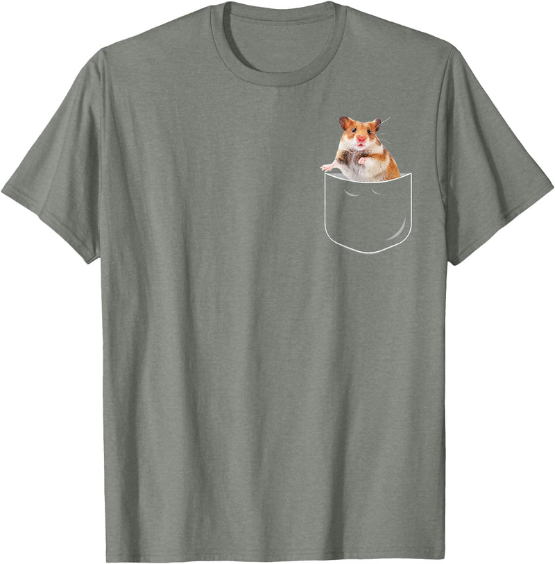 Pocket Hamster Shirt, Funny Hamster in Pocket Gift Tshirt T-Shirt - Olive Heather