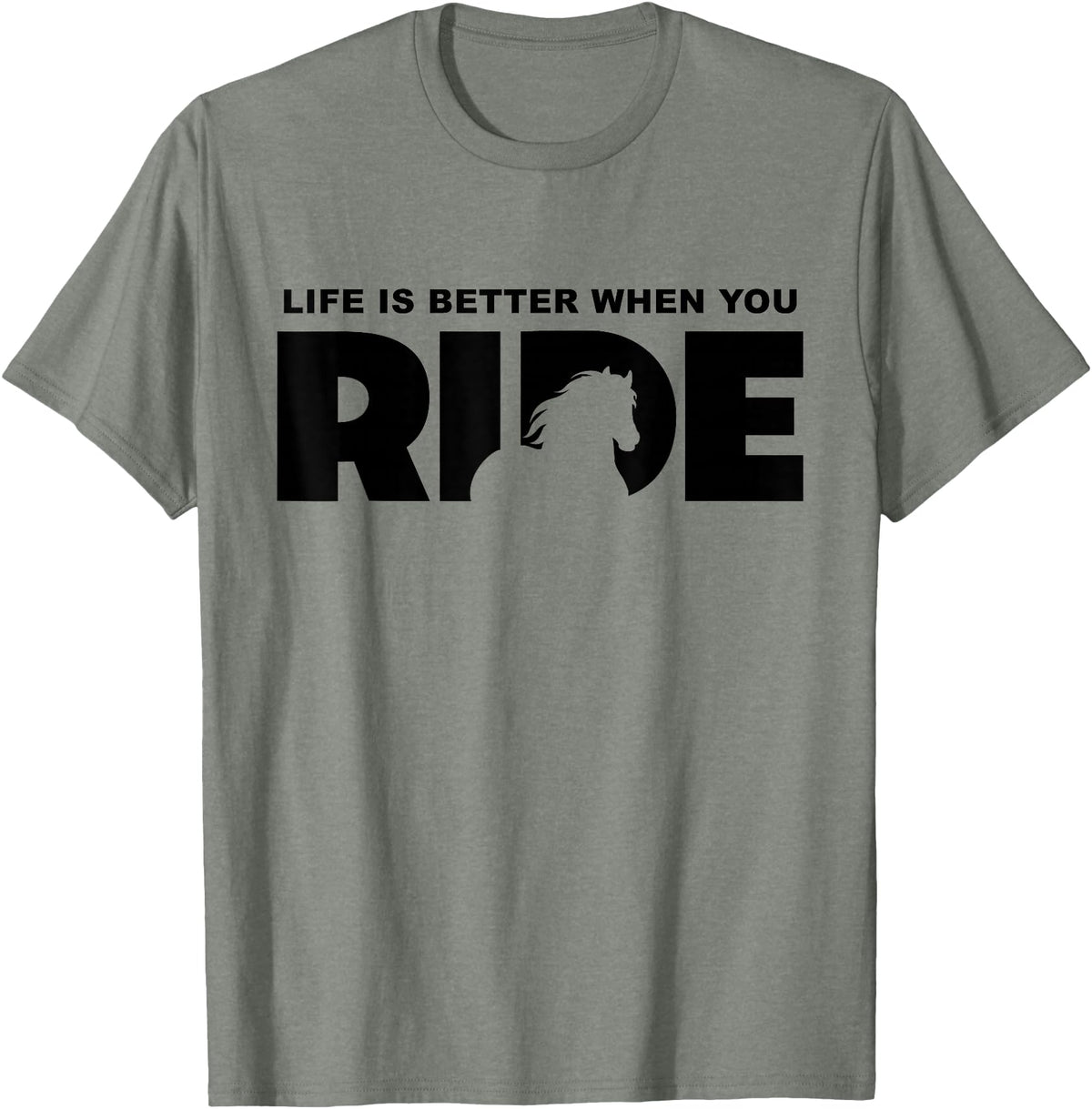 BASBO Horse Riding T-Shirt - Olive Heather