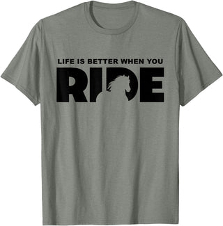 BASBO Horse Riding T-Shirt - Olive Heather