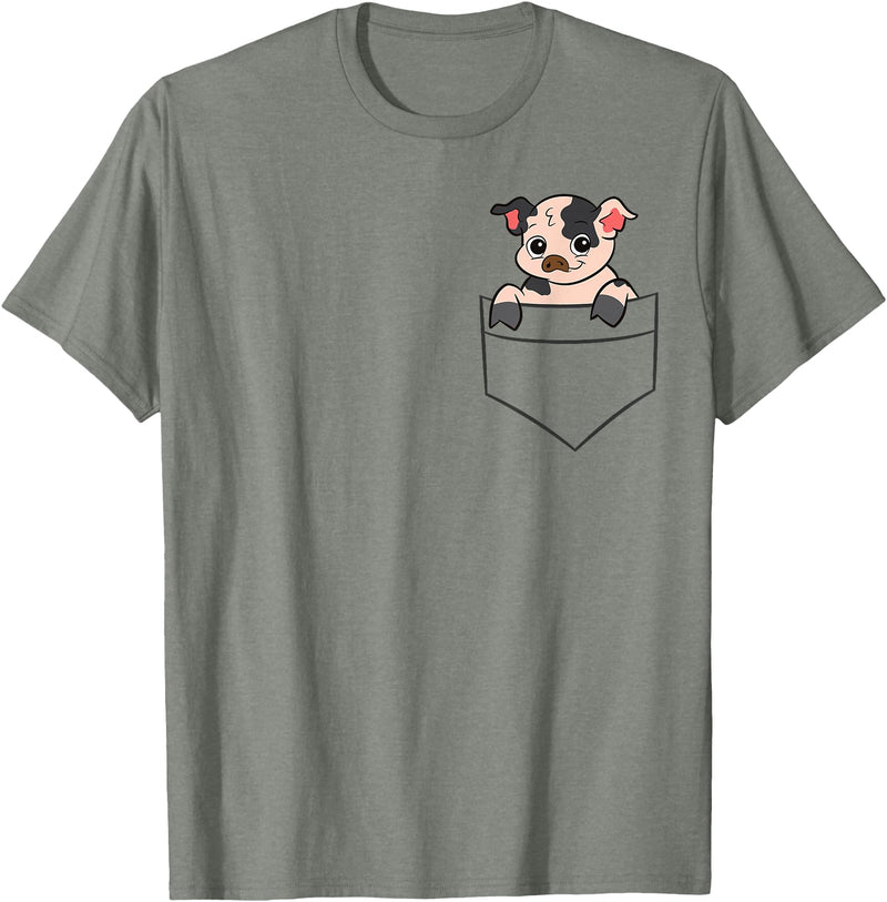 Funny Kunekune Pig Lover Gifts Kunekune Pig In a Pocket Cute Pocket Kunekune Pig T-Shirt - Olive Heather