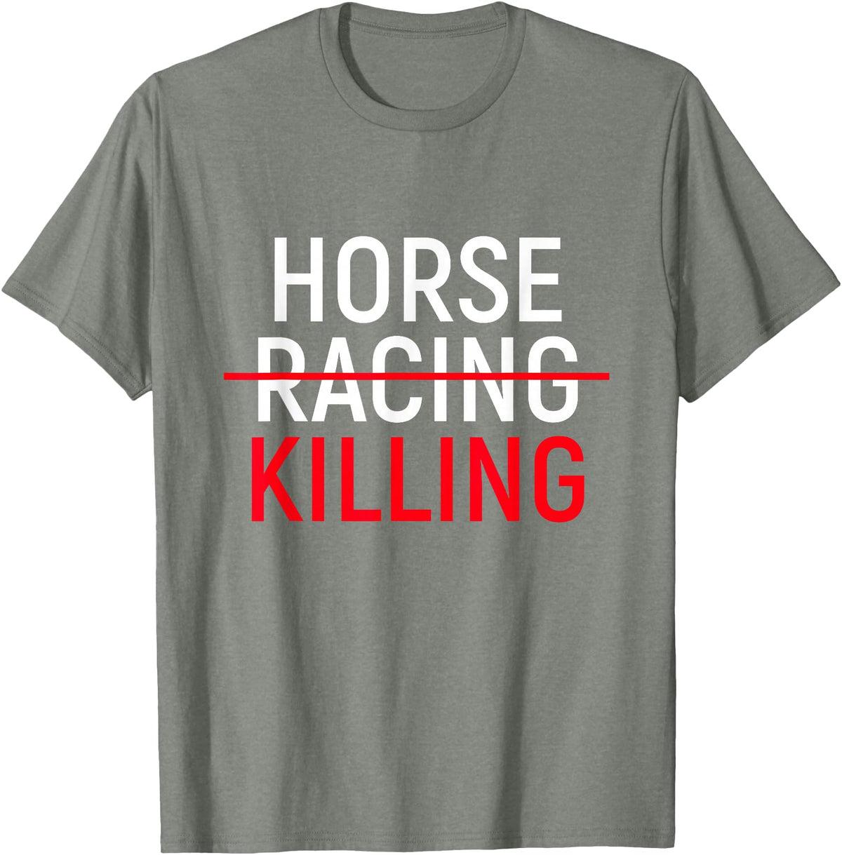 Nuleaf Advocacy Apparel Anti Horse Racing T-Shirt | Save Racehorses Equestrian Tee T-Shirt - Olive Heather