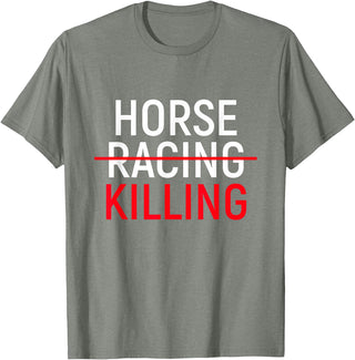 Nuleaf Advocacy Apparel Anti Horse Racing T-Shirt | Save Racehorses Equestrian Tee T-Shirt - Olive Heather