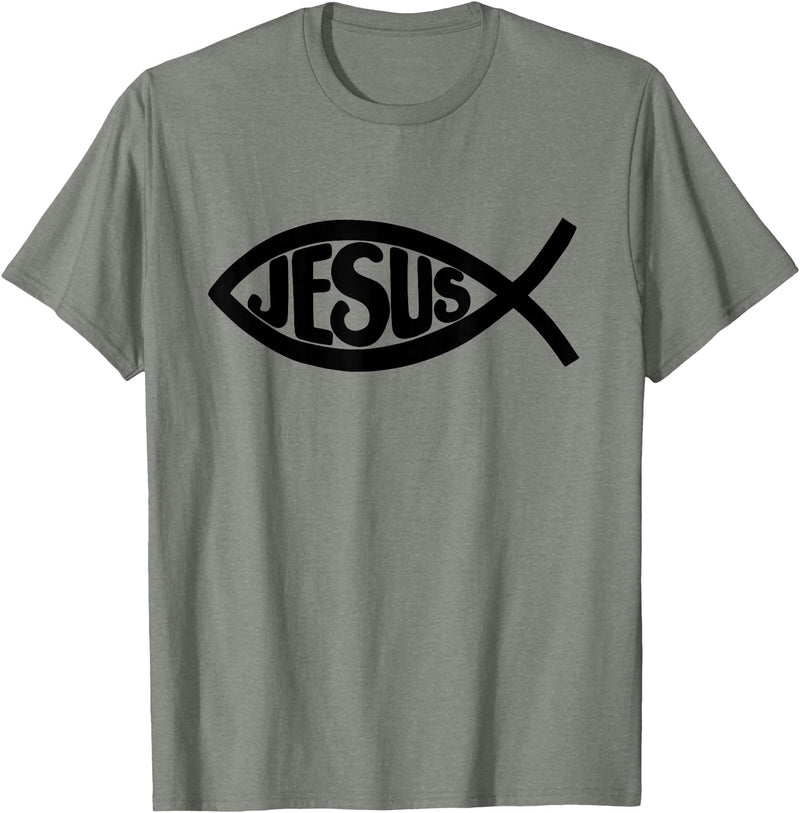 True Believing Christian Tees Jesus Fish T-Shirt - Olive Heather