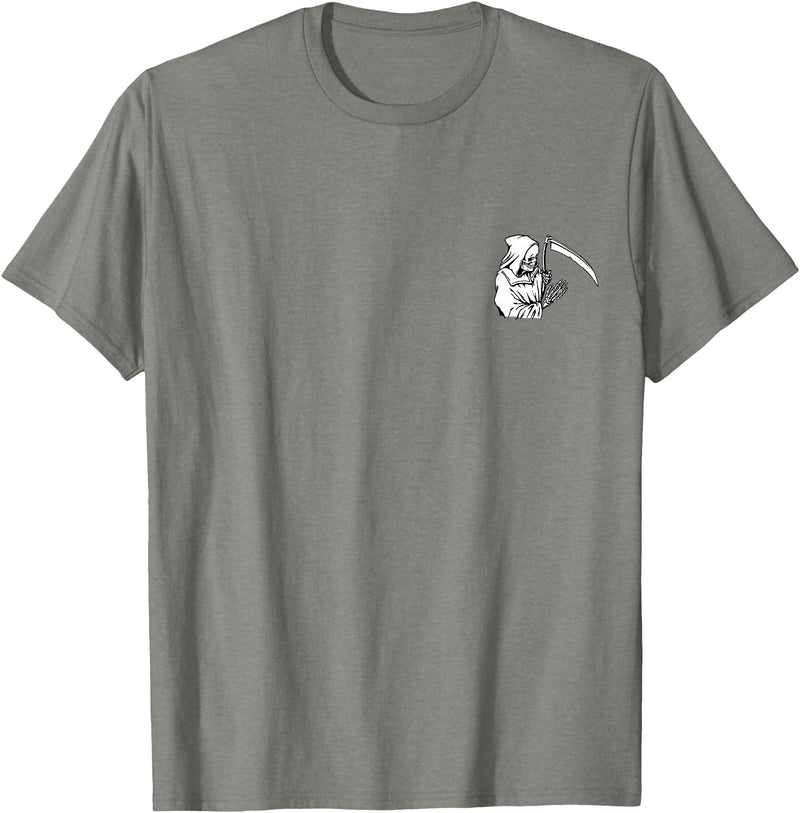 Pocket Corner Styles Grim Reaper Skeleton Pocket Corner T-Shirt - Olive Heather