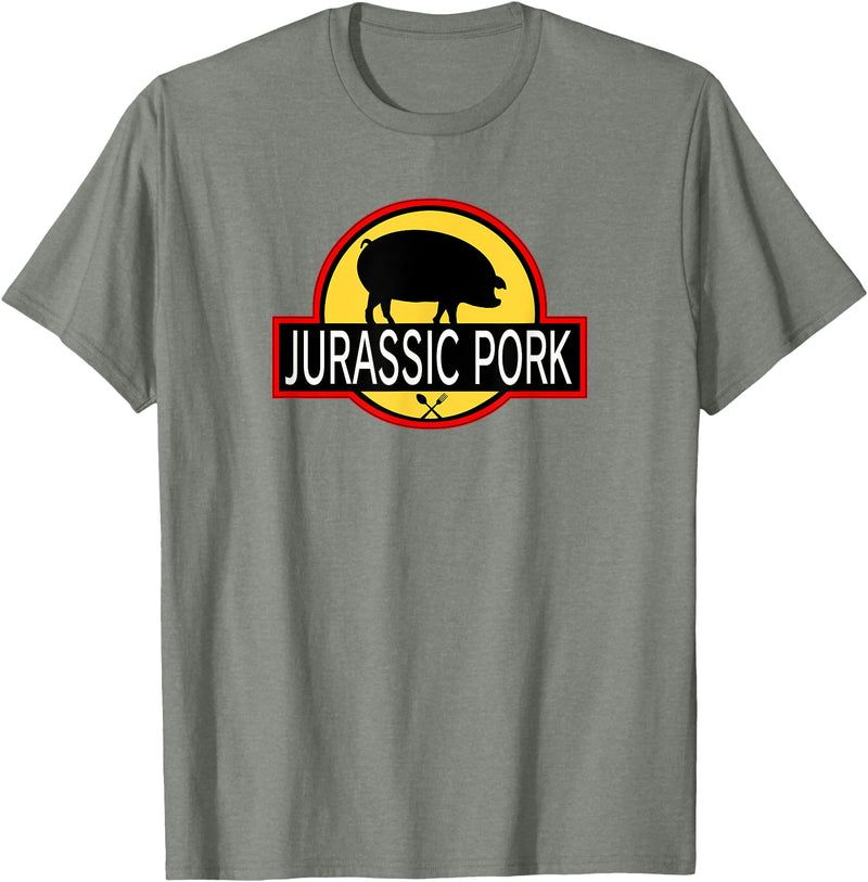Pork lover Porky Pig sow gift idea Jurassic Pork - Ultra Funny Parody - Eat Meat - Pig Pork T-Shirt - Olive Heather