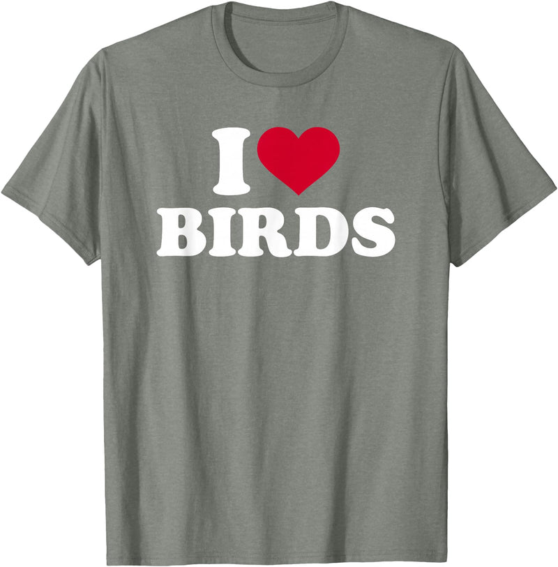 I Love Birds T-Shirt - Olive Heather