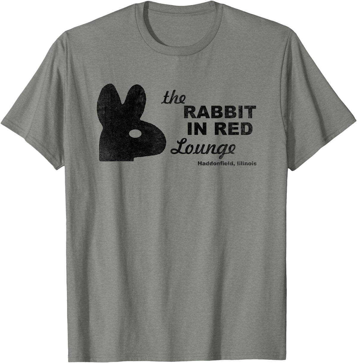 The Rabbit in Red Lounge Halloween T-Shirt in Olive Heather