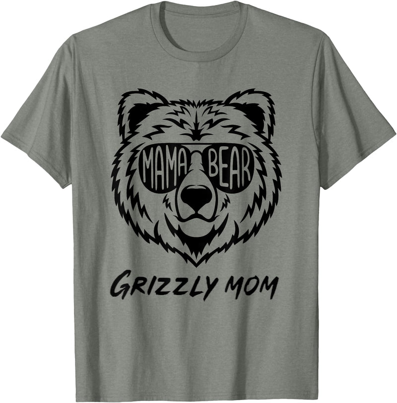Mama Bear Grizzly Mom T-Shirt - Olive Heather