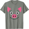 Funny Animal Face Design Costumes Pig Cute Animal Face Grin Costume Carneval Halloween T-Shirt - Olive Heather