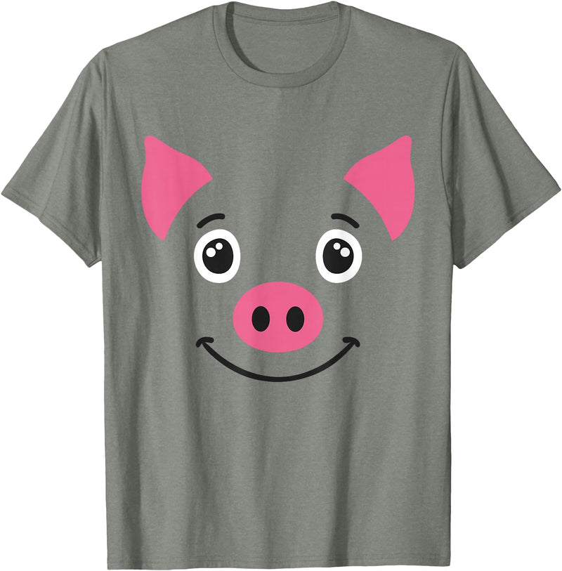 Funny Animal Face Design Costumes Pig Cute Animal Face Grin Costume Carneval Halloween T-Shirt - Olive Heather