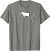 Animal Funny Farmer Farmers Gift Cow Cattle Beef Heartbeat Funny T-Shirt - Olive Heather