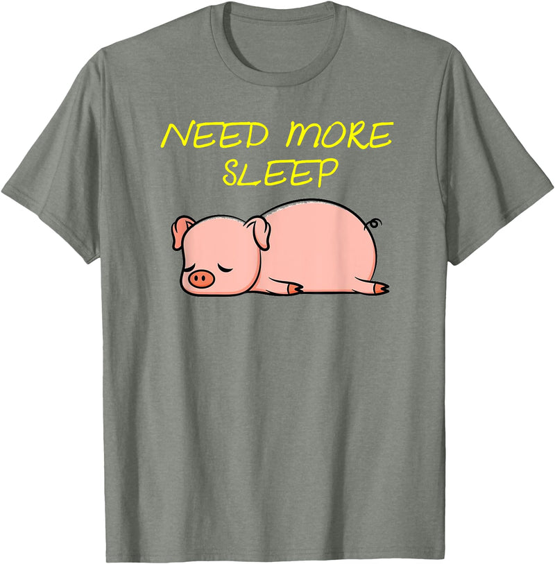 Cute Animal Pyjama Sleep Bed Outfits Funny Sleeping Pig Pajama Design for Bedtime T-Shirt - Olive Heather