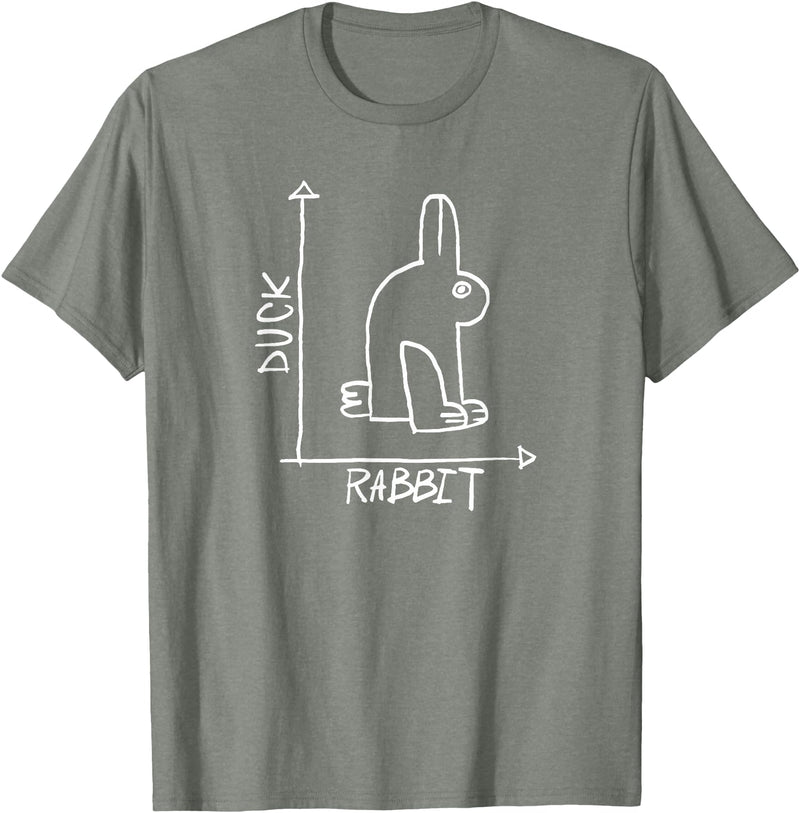Rabbit or Duck - Optical Illusion T-Shirt in Olive Heather