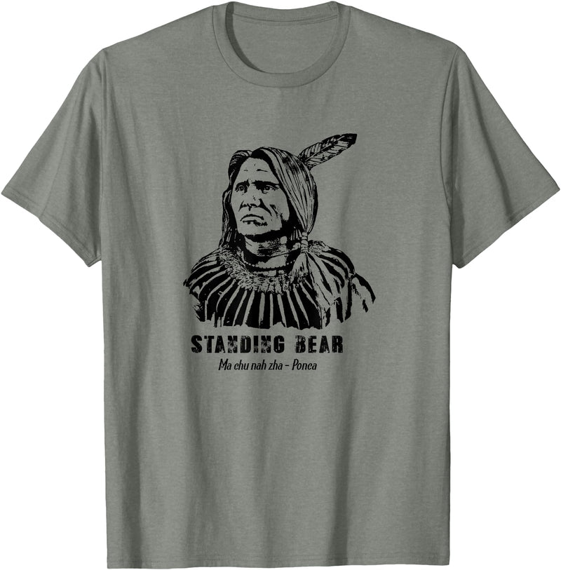 Nebraska Statue Oklahoma Court Standing Bear Ponca Tribe T-Shirt - Olive Heather