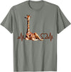 Giraffic print shirt Birthday Giraffe Heartbeat Shirt for Woman Man Kids T-Shirt - Olive Heather