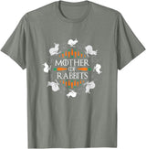 Rabbit Lovers Mother of Rabbits Cute Bunny Graphic T-Shirt in Olive Heather