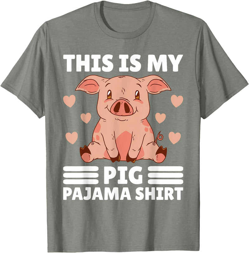 Cute Pig Pajama for Women Girls or Kids Women PJ Pig Pjs Cute Pig PJ Girl Farmer Stuff My Pig Pajama T-Shirt - Olive Heather
