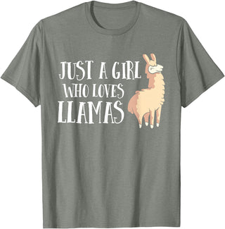 Funny Llama And Alpaca Gifts Funny Llama Girl Just A Girl Who Loves Llamas T-Shirt - Olive Heather