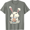 Cute Rabbit Lover Bunny Graphic T-Shirt (Olive Green) in Olive Heather