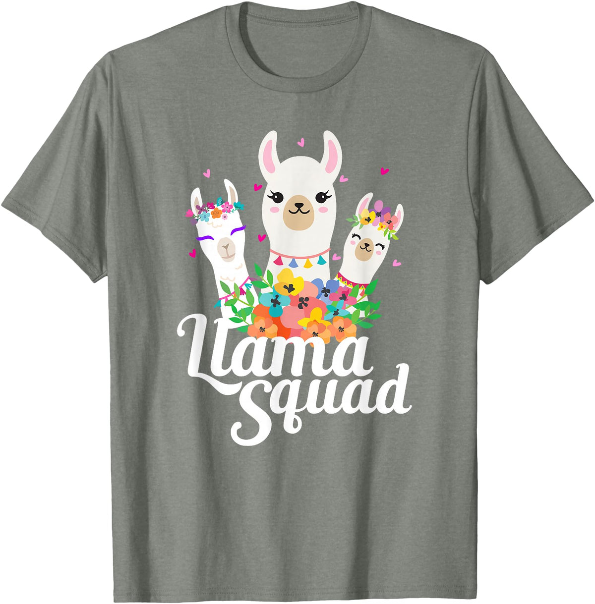 Llamas and Alpaca Gifts Llama Squad Funny Cute Llama Matching T-Shirt - Olive Heather